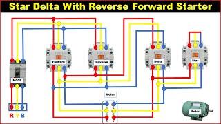 Star Delta With Reverse Forward Motor Starter Wiring | Star Delta Starter |