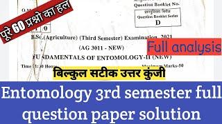 Entomology 3rd sem full question paper solution 2021|fundamental of entomology answer key|jrf|srf 21