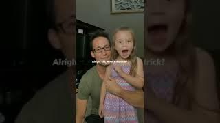 Little girl's magic trick gone wrong on her dad #shorts