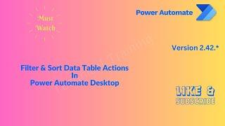 Filter & Sort Data Table Actions in Power Automate Desktop