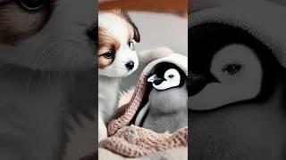 Cute puppy rescues poor little penguin #shorts #cute #puppy #kitten #cat #funny #ai #shortsfeed