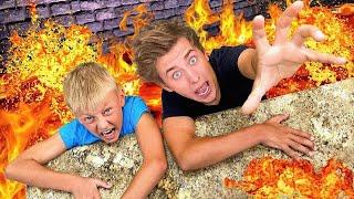 FLOOR IS LAVA with LITLE BROTHER!