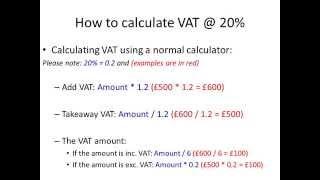 How to calculate VAT @ 20% (UK) from The VAT Calculator
