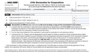 IRS Form 8453-CORP walkthrough (E-file Declaration for Corporations)