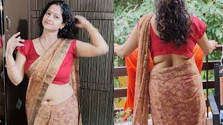 ️saree vlog | Desi indian housewife mom house cleaning vlog| navel show vlogger | hot housewife