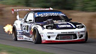 Mad Mike's 11.000rpm 4-Rotor Mazda RX-7 @ 2023 Goodwood FoS | Flames, Drifts, Donuts & Rotary Sound!