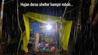 Camping was hit by heavy rain overnight, building a warm shelter in the middle of the jungle - ASMR