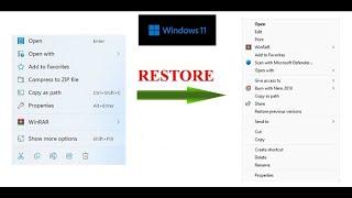 How to restore old right-click context menu in Windows 11