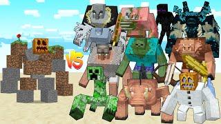 Stone Dirt Golem vs All Mutants / Minecraft Mob Battle