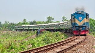 Furious Speed of Ekota Express Train on a Sharp Rail Curve at Elenga, Tangail- Bangladesh Railway