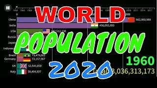 WORLD POPULATION OVER TIME VIDEO  RANKING 2020 BY COUNTRY (Updated) From year 1960!