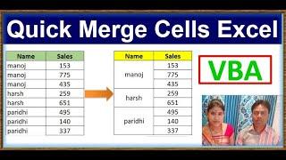 quick merge cells excel |Quickly Merge Cells with Same Values in Excel | VBA | EXCEL