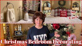 CHRISTMAS DECORATING WITH TRADITIONAL COLORS IN MY BEDROOM