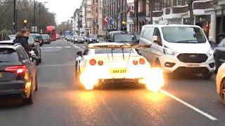 FLAMES*650bhp*Rocket Bunny Nissan GT-R & Liberty Walk Nissan GT-R In London