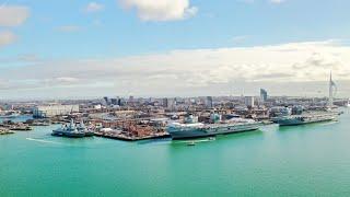 DJI Mavic 2 Pro 4k Gosport flight 2 see The Royal Navy ships & Naval base HMSPOW Queen Elizabeth etc