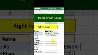 right formula in excel Tricks | @exceltech007 #tri #exceltech #exceltips #excelshortcuts #excel