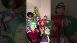 Teen Titans Christmas #cosplay #starfire #raven #robin #cyborg