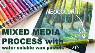 MIXED MEDIA ART: watercolor wax pastels from (Caran D'Ache Neocolor ii)