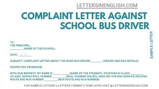 Complaint Letter against School Bus Driver - School Bus Driver Complaint Letter Letters in English