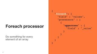 Runs an ingest (Pipeline) processor on each element of an array or object in Elastic Search|