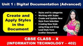 Create and Apply Styles in the document | Digital Documentation | Class 10 Information Technology