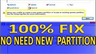 Setup was unable to create a new system partition problem solution (Windows 7,8,10)