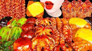 ASMR SPICY OCTOPUS, BULDAK SSAM, ENOKI MUSHROO 매운 낙지, 불닭쌈, 팽이버섯, 쭈꾸미 먹방 EATING SOUNDS MUKBANG 해물찜