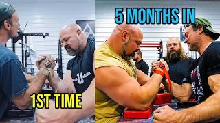 BRIAN SHAW arm wrestling PROGRESS vs DEVON LARRATT