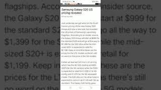 Samsung Galaxy S20 US pricing revealed