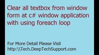 Clear All Text Box From Form at Window Application C#