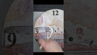 Mixed Media Vintage Car Clock #vintage #clock  #car #mixedmedia  #shorts