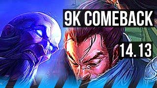 RYZE vs YASUO (MID) | 9k comeback, 11/2/9, Legendary, 43k DMG | EUNE Diamond | 14.13