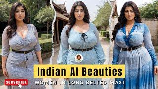 Indian AI BeautiesMost Beautiful Plus Size Models Empowering Long Belted Maxi