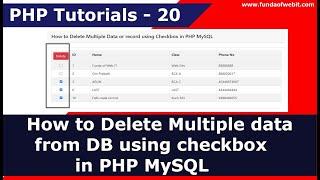 How to Delete Multiple data from database using checkbox in PHP MySQL | PHP Tutorials - 20