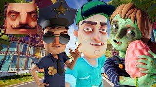 Hello Neighbor - My New Neighbor Player Aaron Cop Mya Zombie Cars Lightning McQueen Gameplay