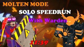 Solo Molten Speedrun With NEW WARDEN TOWER ||  Tower Defense Simulator