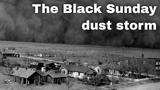 14th April 1935: Black Sunday dust storm sweeps across the Great Plains during the Dust Bowl era