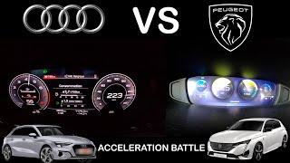 Peugeot 308 vs Audi A3 Comparison Speed | Acceleration Battle