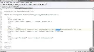 PHP Tutorial 015 Using The RADIOBUTTON Tag