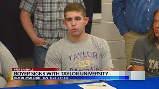 Blackhawk Christian's Jake Boyer signs with Taylor University for baseball