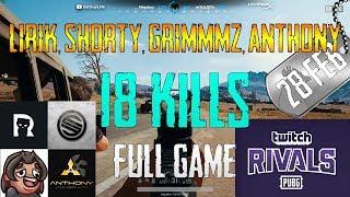 Lirik, Shorty, Grimmmz, Anthony | 18 Kills | Twitch Rivals Invitational Tournament | PUBG