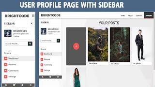 How To Create A Responsive User Profile Page | Responsive Sidebar | #html #css #javascript