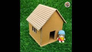 How to make a small Cardboard House Beautifully :: Easy Diy :: SimpleCrafts School Project  #shorts
