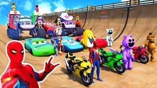 GTAV SPIDER-MAN 2, FIVE NIGHTS AT FREDDY'S, THE AMAZING DIGITAL CIRCUS Join in Epic New Stunt Racing