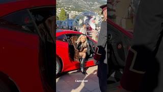 SEXY MODEL ARRIVES IN FERRARI CALIFORNIA #monaco #supercars #shorts #viral #trending #fyp #foryou