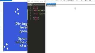 Lec 12 : Block and inline elements in html | div and span tag examples | span tag | div tag | html