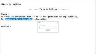 Throw activity and Rethrow activity in UiPath| Exception Handling | Create Business logic Exceptions