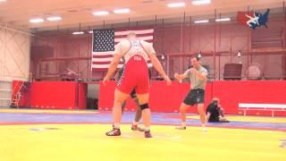 Jordan Burroughs and Tervel Dlagnev clinch off