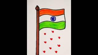 our national flag tricolor drawing easy step by step  independence day drawing #shorts #art