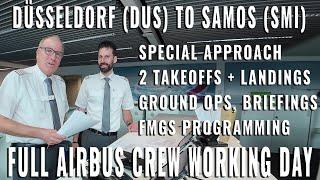 AIRBUS CREW FULL WORKING DAY WITH BRIEFINGS, 2 TAKEOFFS + LANDINGS , GROUND OPS,  FMGS PROGRAMMING